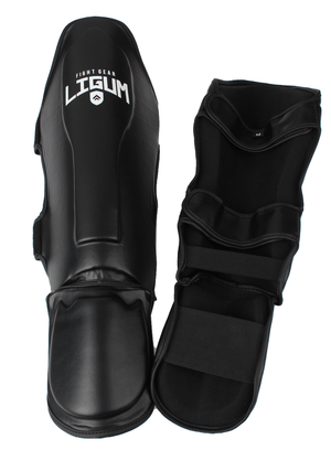 Black Muay Thai MMA Shin Pads - Ligum Fight Gear
