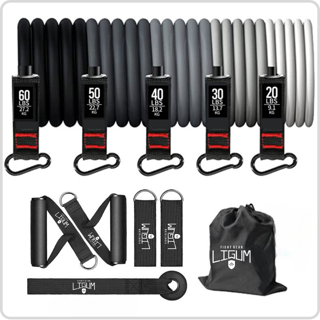 100% Latex Resistance Rope Band Kit (11-Piece) - Black