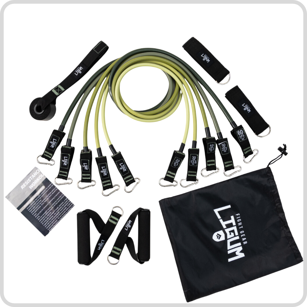 Resistance Rope Kit 100% Latex Resistance Rope Band Kit (11-Piece) - Olive Green – Ligum ...
