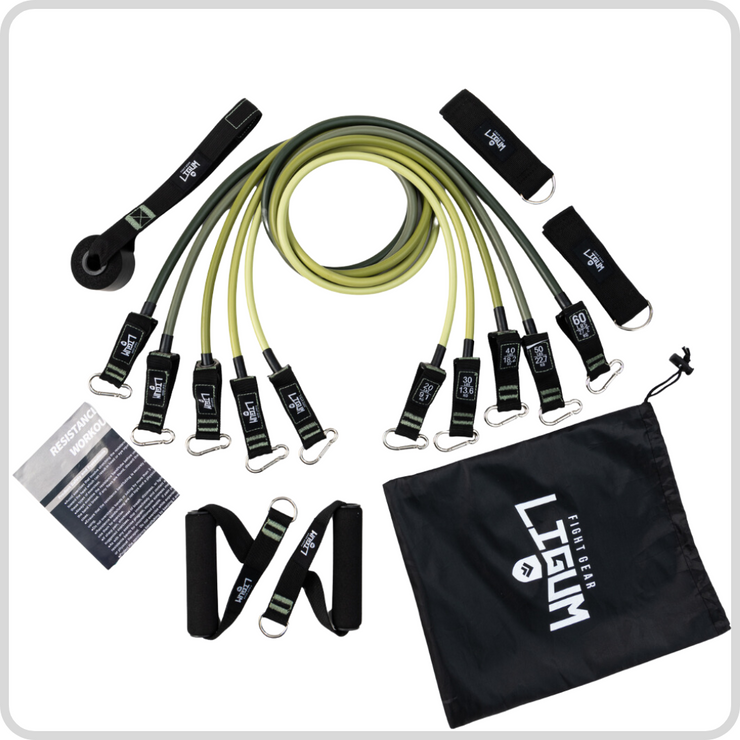 Resistance Bands 11 Piece Kit - Olive Green