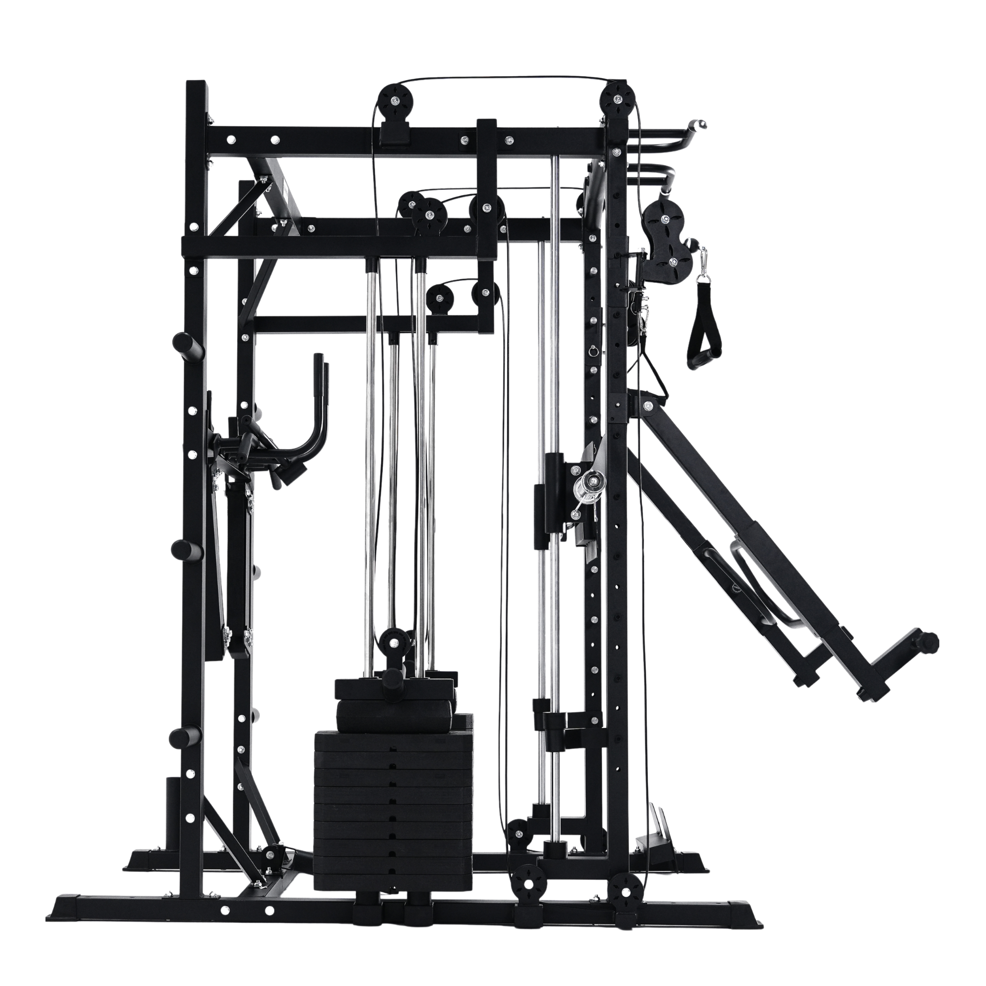 Commercial-Grade All-in-One Power Rack with Smith and Cable System