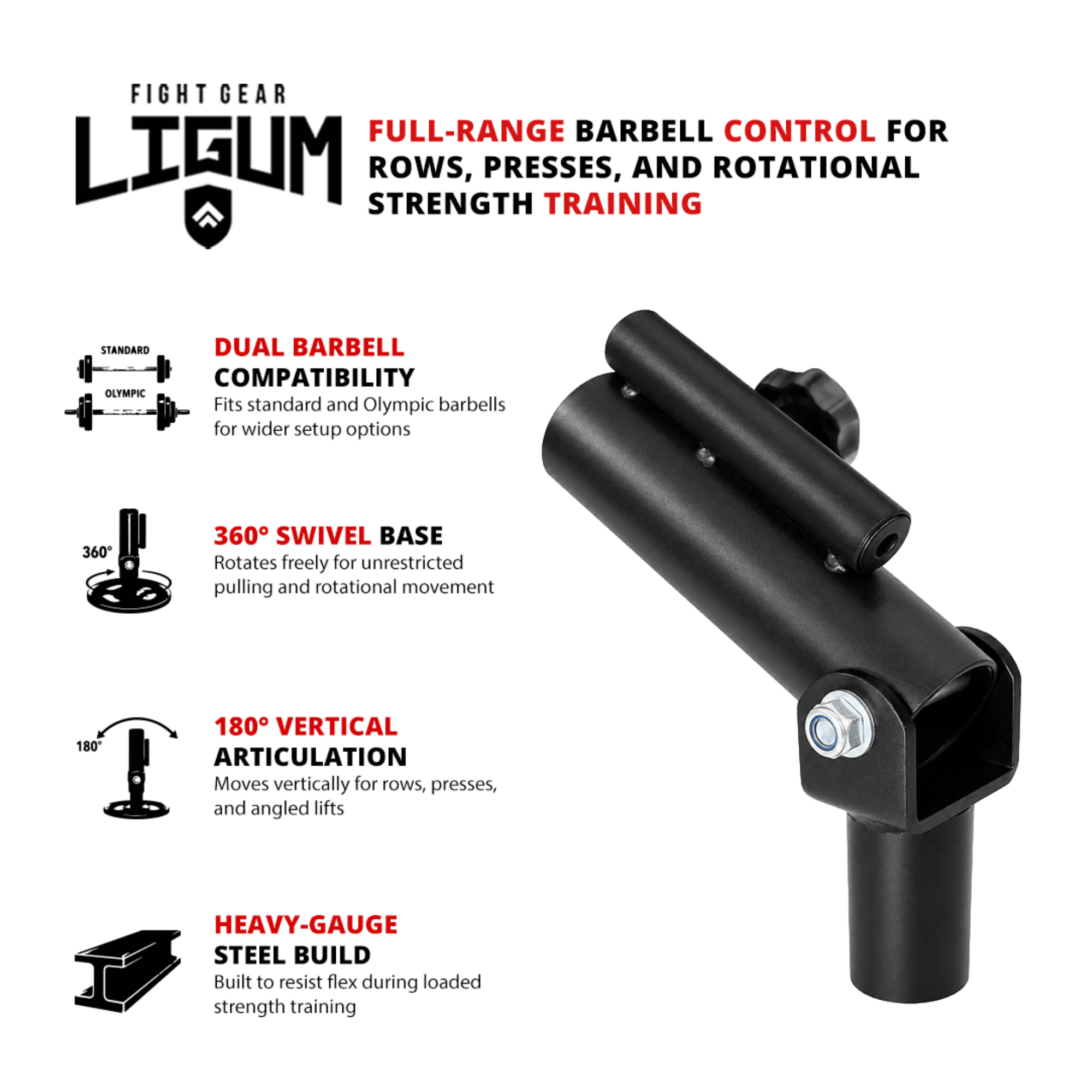 Landmine Attachment - Fits Olympic & Standard Barbell - Plate Base = 50mm