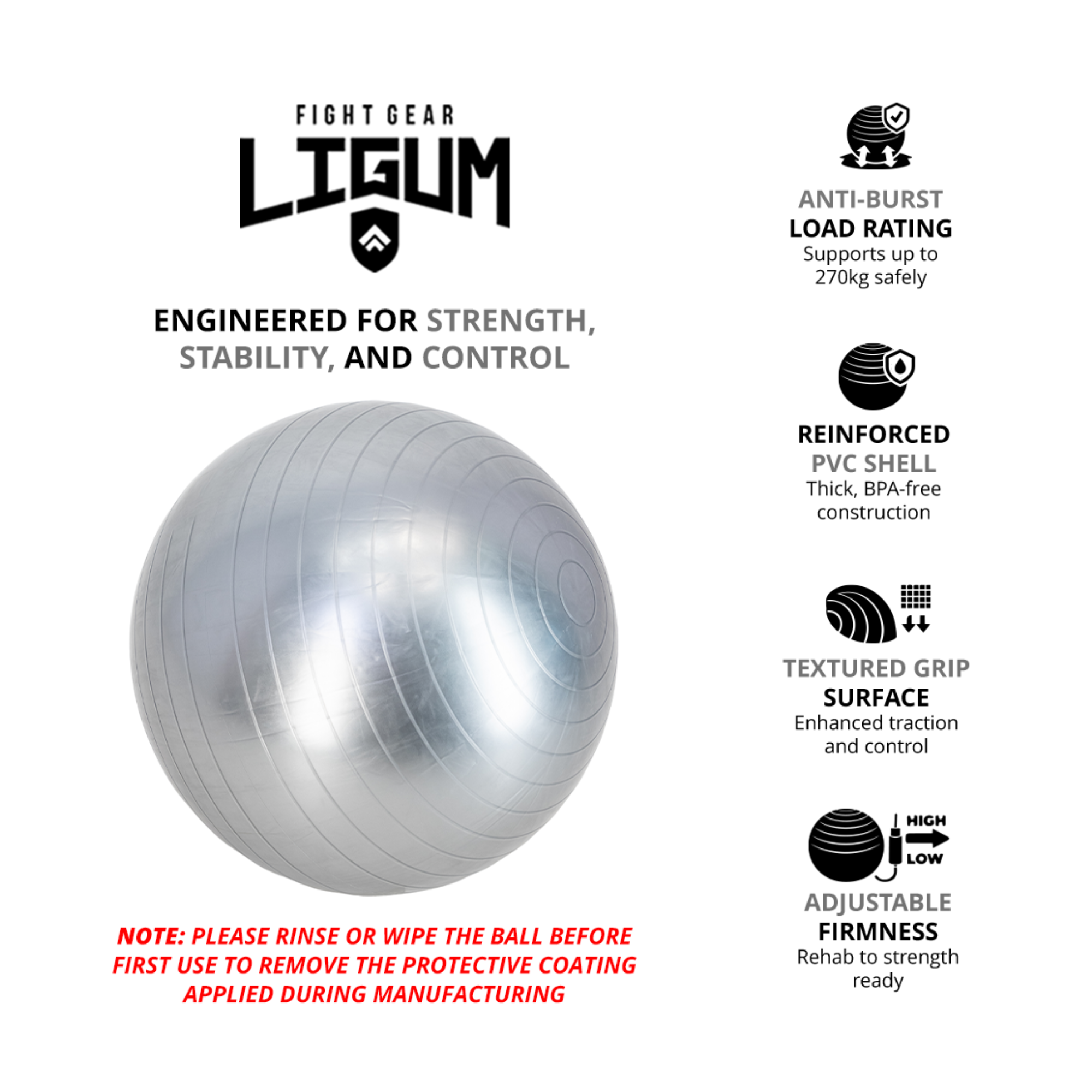 Anti-Burst Exercise Ball - Engineered for Strength, Rehab & Core Control