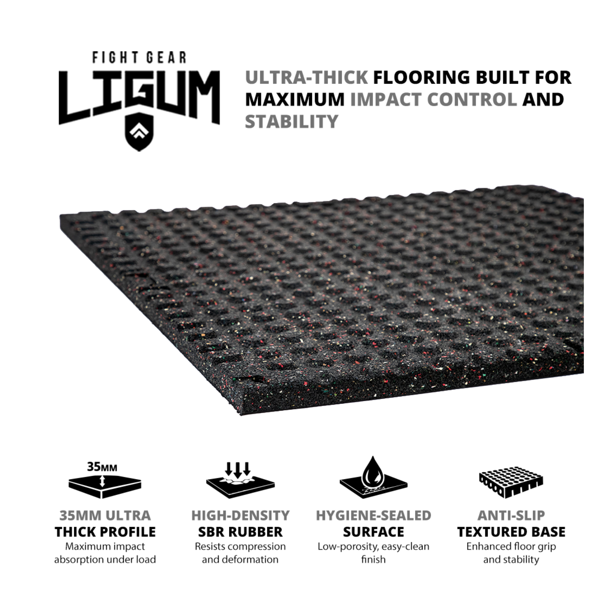 Ultra Thick 3,5cm - Gym Tile Flooring Mats - Hygiene Coat - 100x100x3.5cm