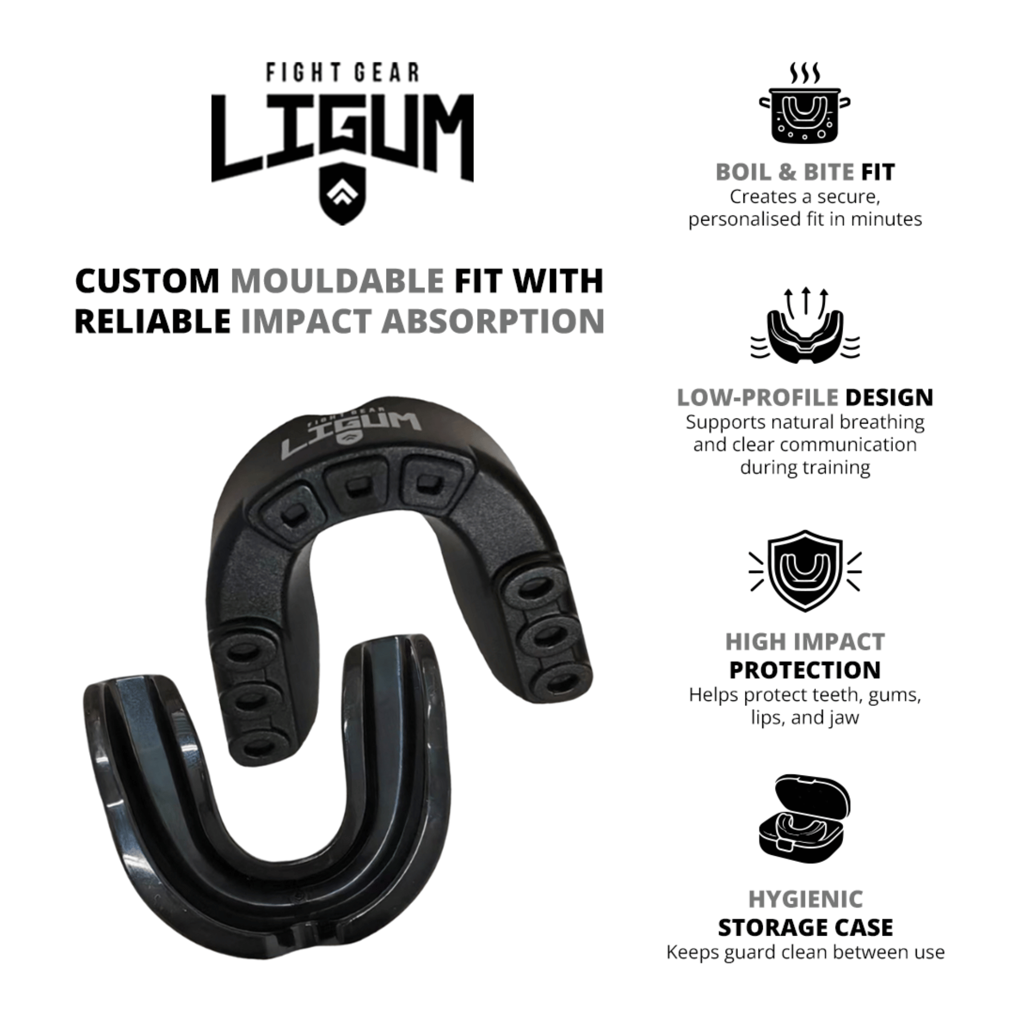 Gum Guard Mouth Protector - All MMA and Boxing - Boil and Bite Easy Fit