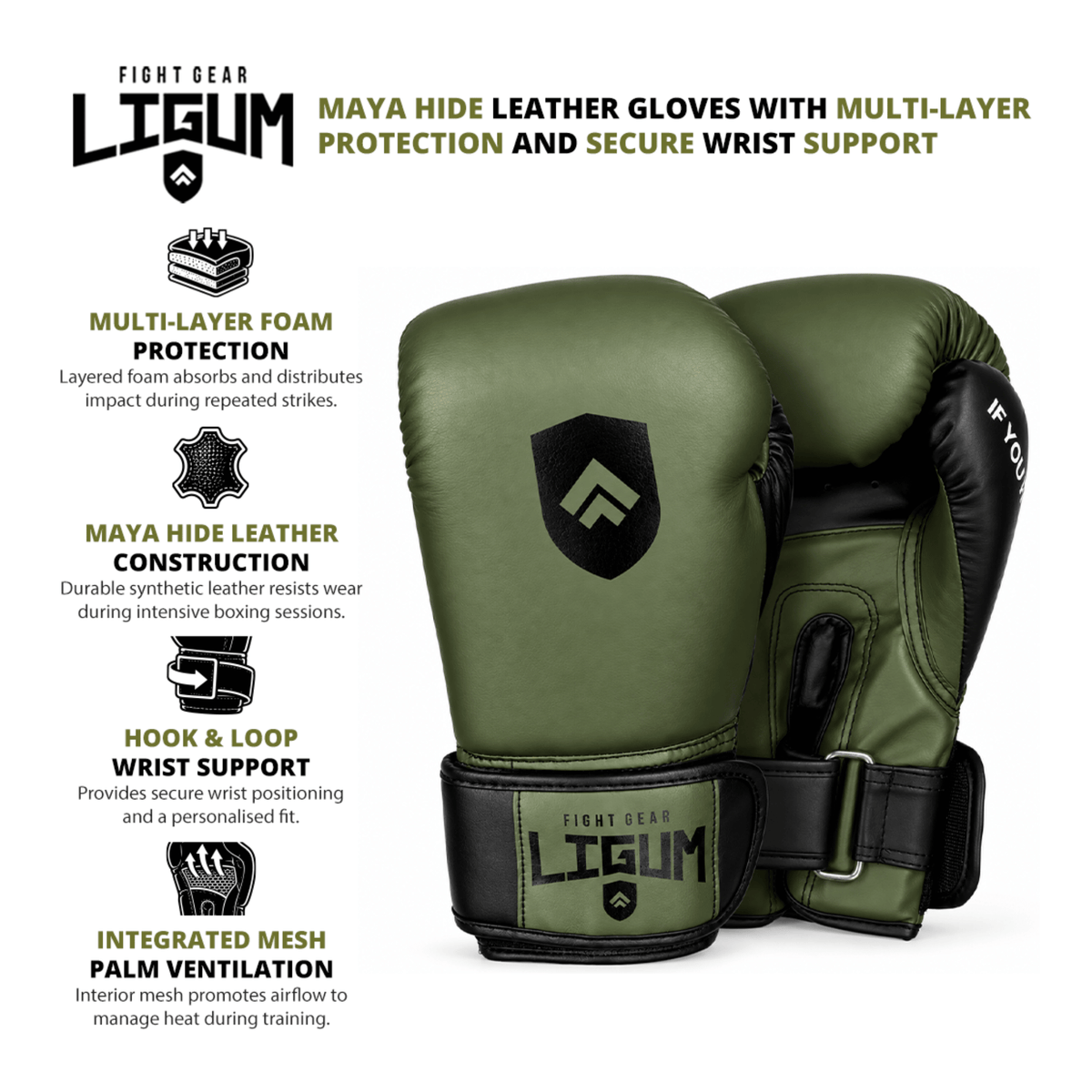 Rateb Boxing Training Gloves - Olive Green