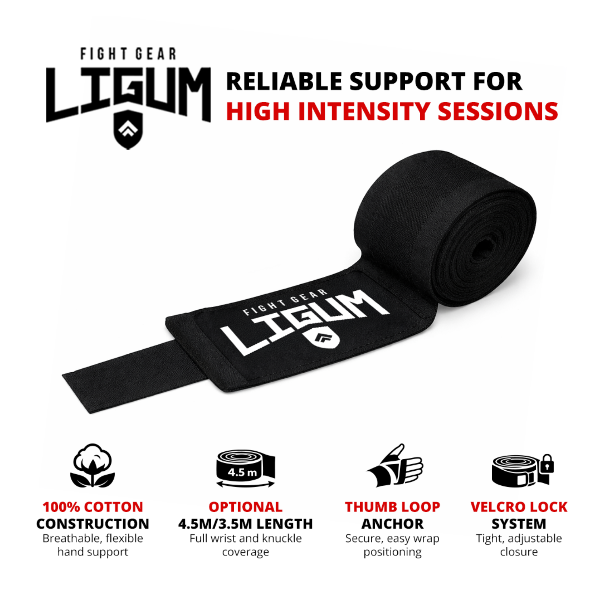 Professional Boxing Hand Wraps - 100% Cotton Stretch
