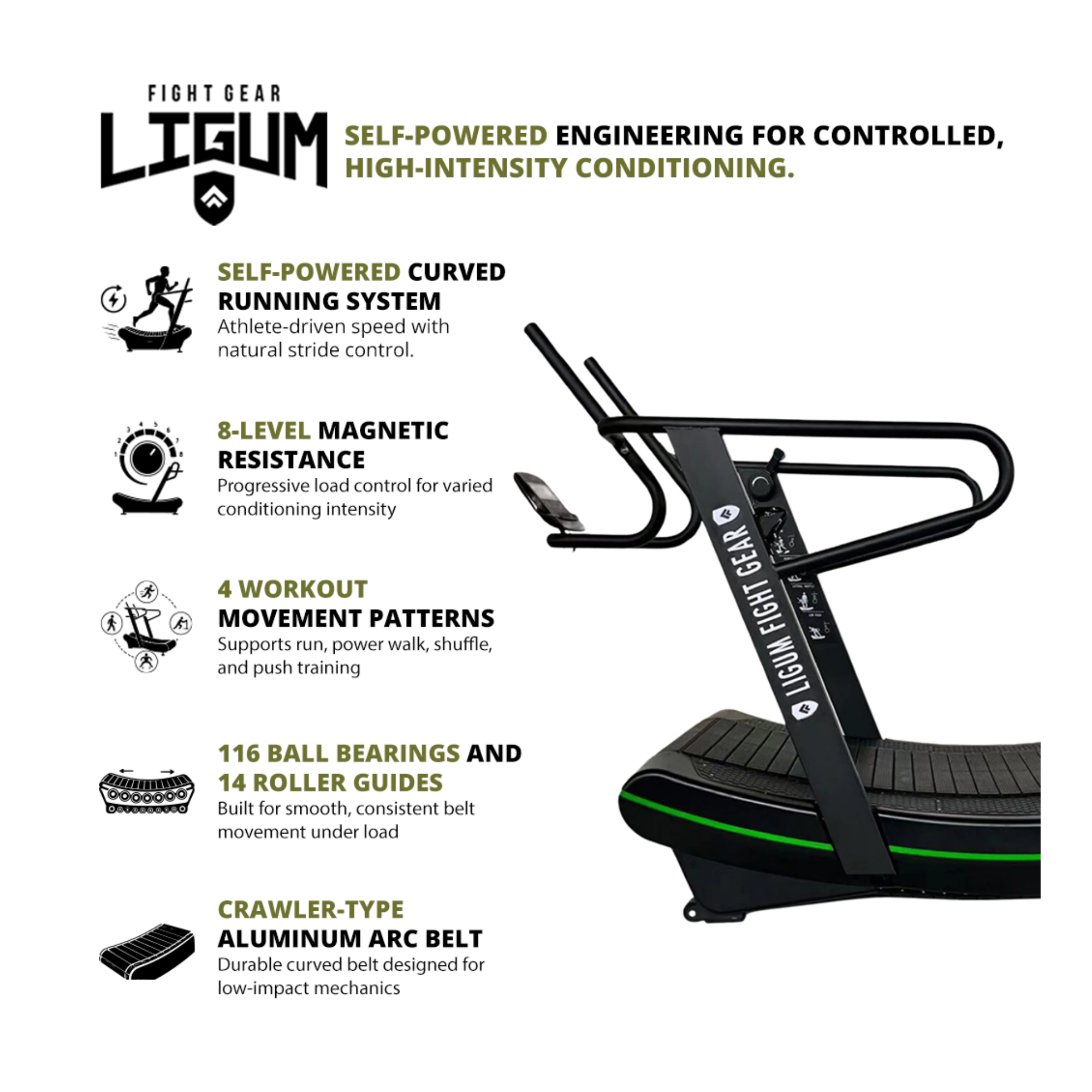A-350 Curved Performance Treadmill - Sprint and Endurance Training - LFG
