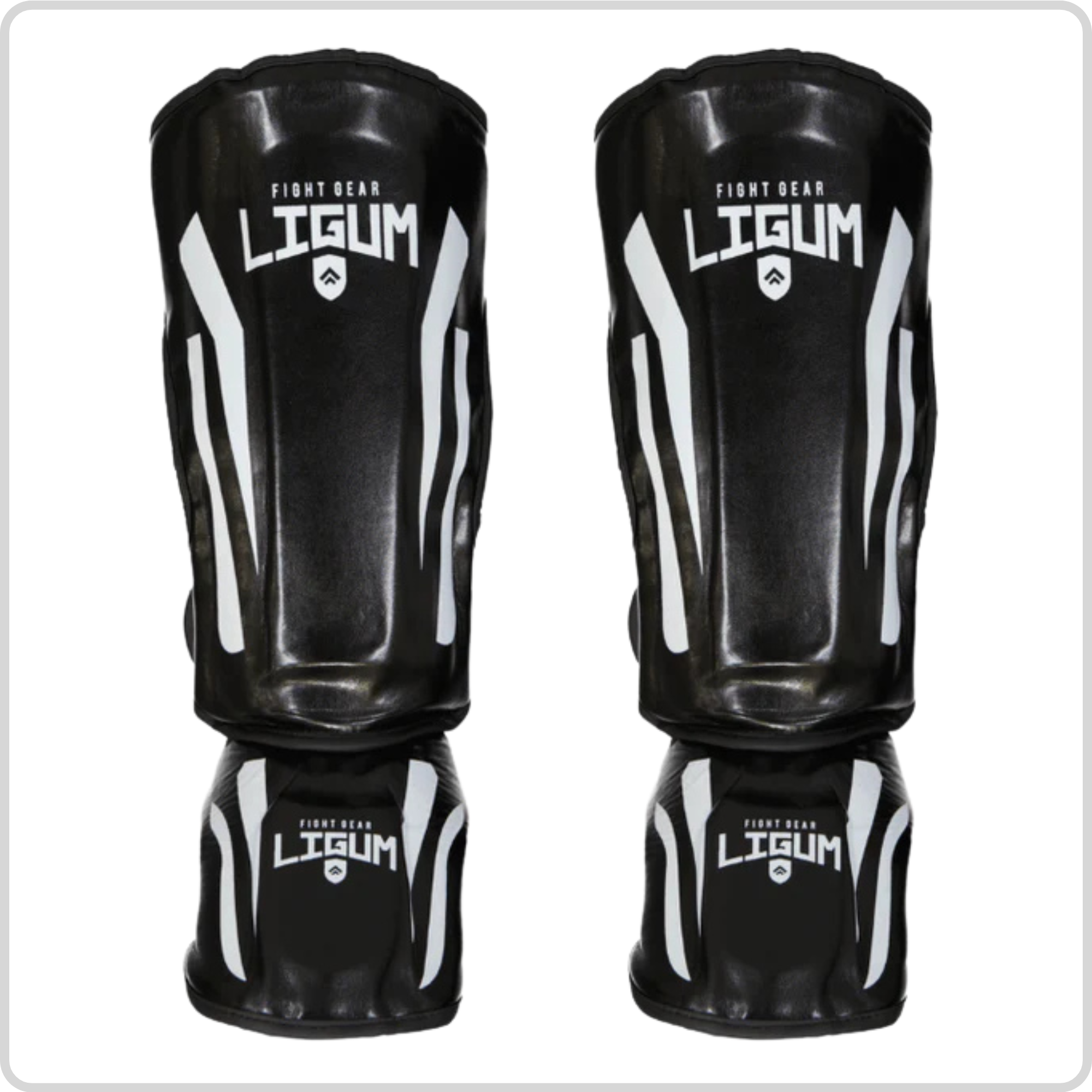 Shin Pads - MMA and Muay Thai - High Density Contoured - Impact Protection - Black/White
