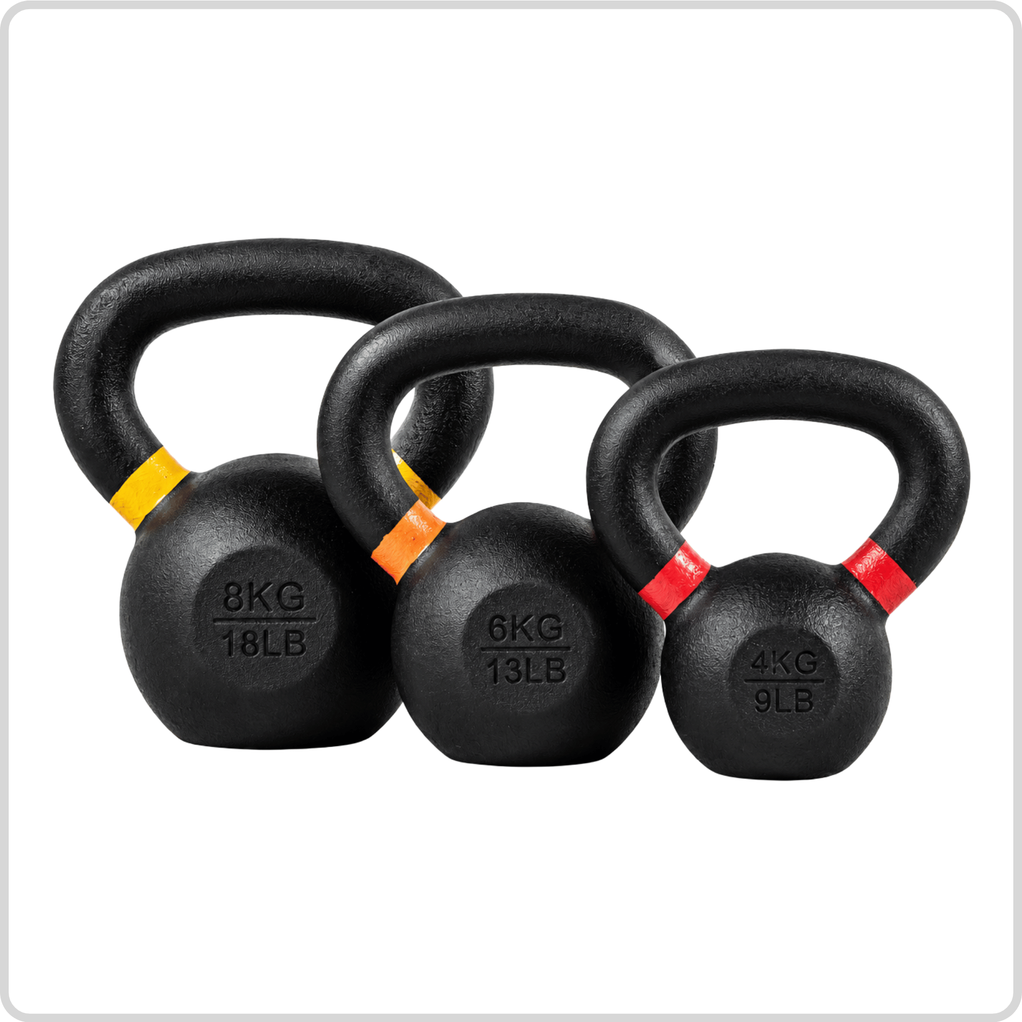 Commercial Kettlebells Weight - Powder Coated - Colour Ring Differentiated