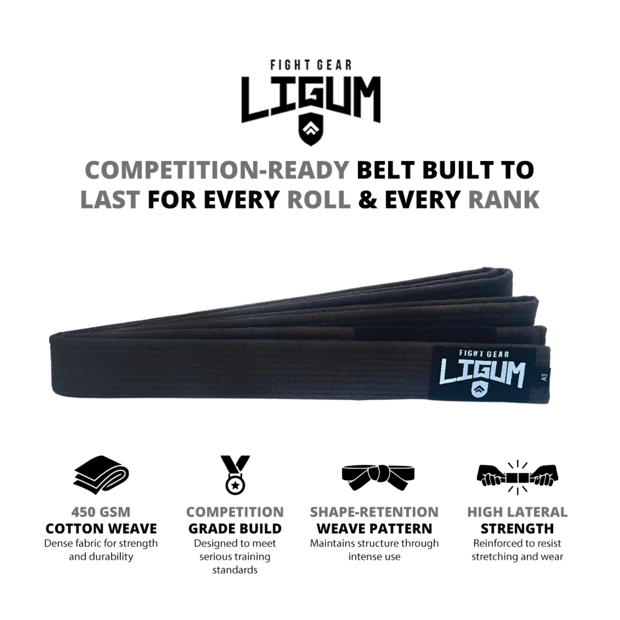 Brazilian Jiu Jitsu Gi Belt - 100% Cotton Woven Grading & Competition
