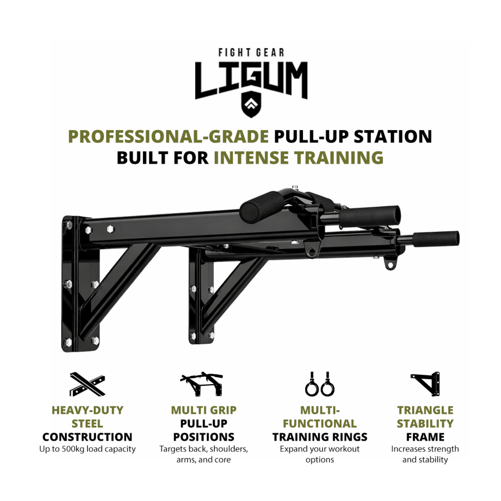 Multifunctional Pull Up Bar - Wall Mounted Perfection - Commercial Grade