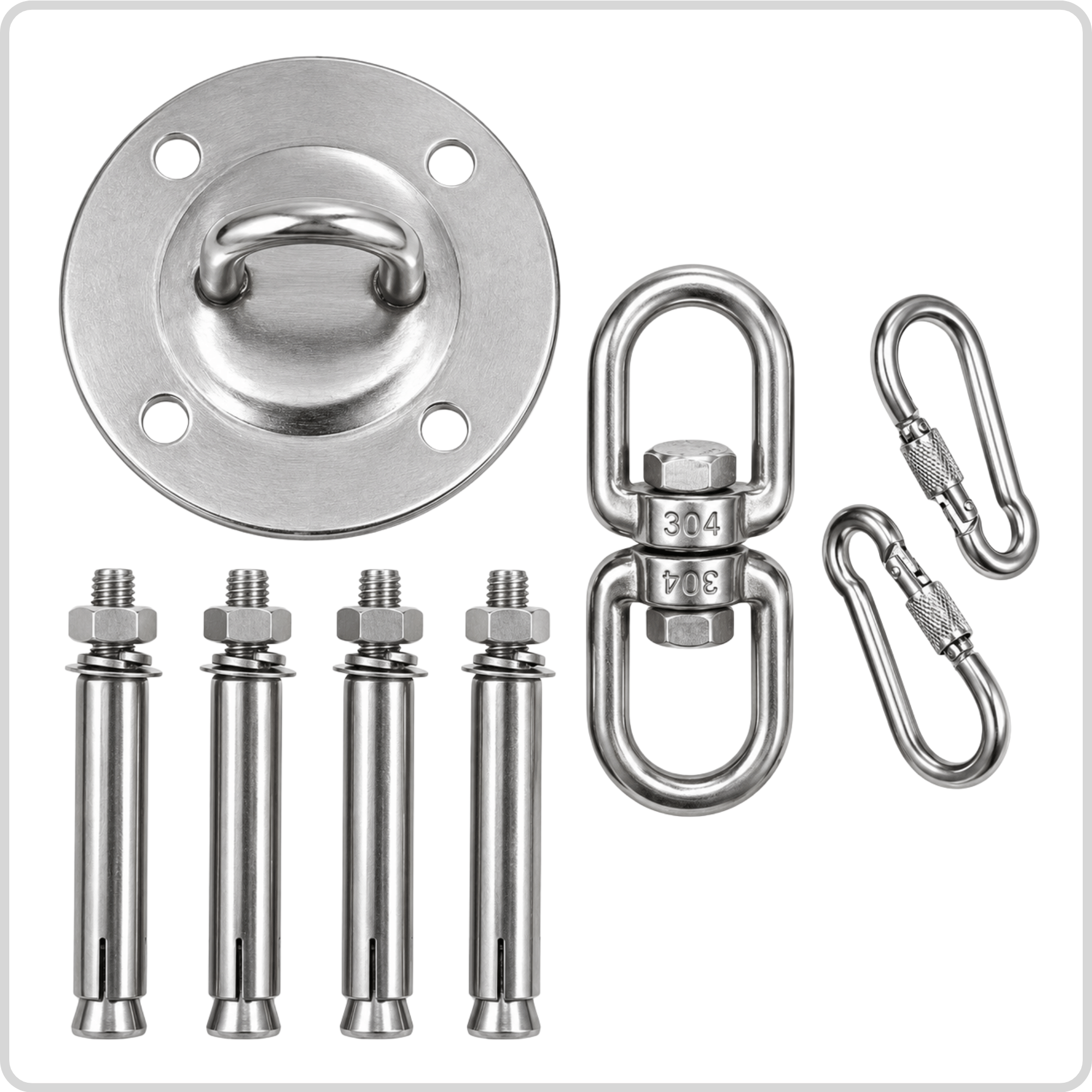 Fixed Boxing Bag Bracket & Swivel Hooks - 360° Rotation - Stainless Steel