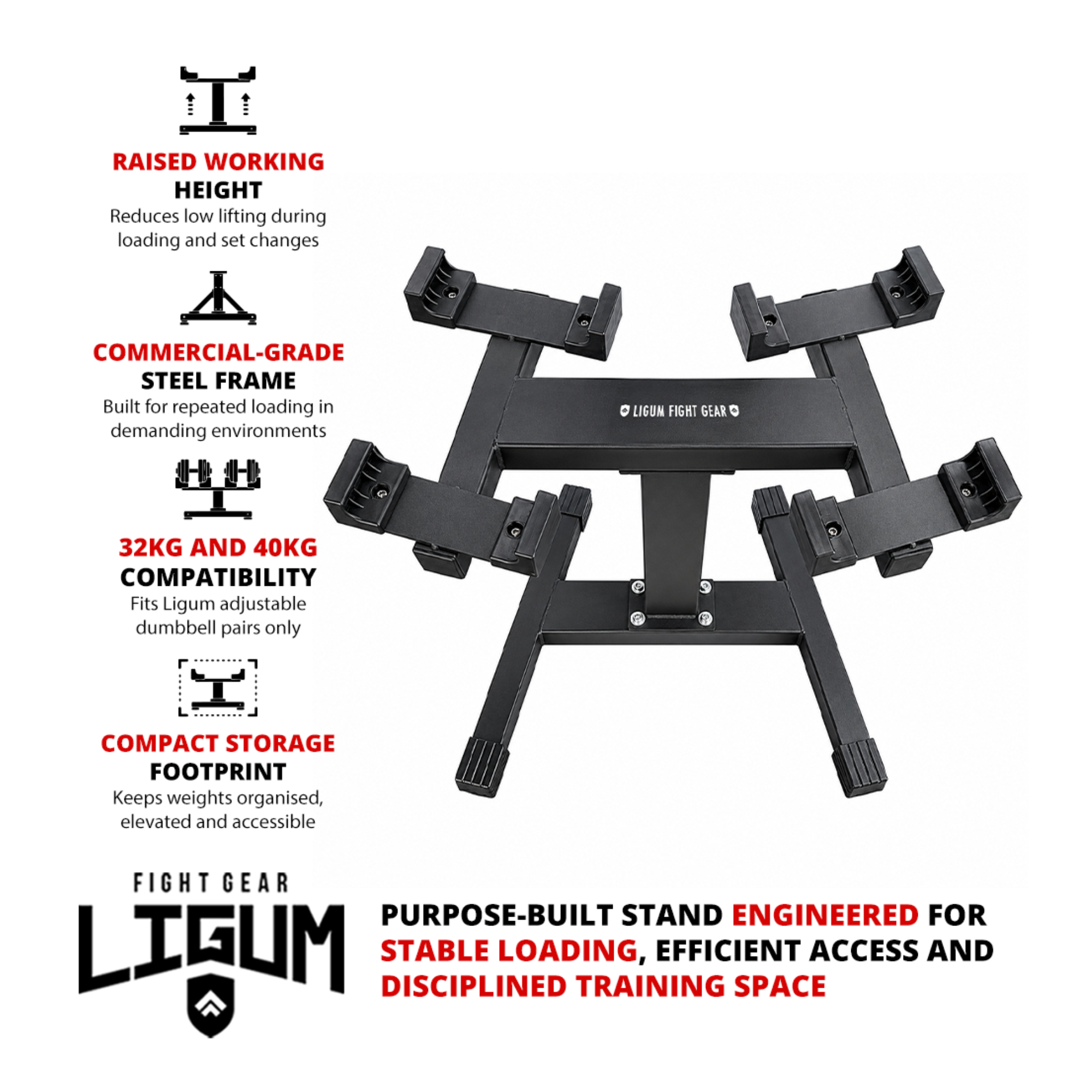 Dumbbell Stand - For 32kg and 40kg - Premium Adjustable Pairs Weight Stand