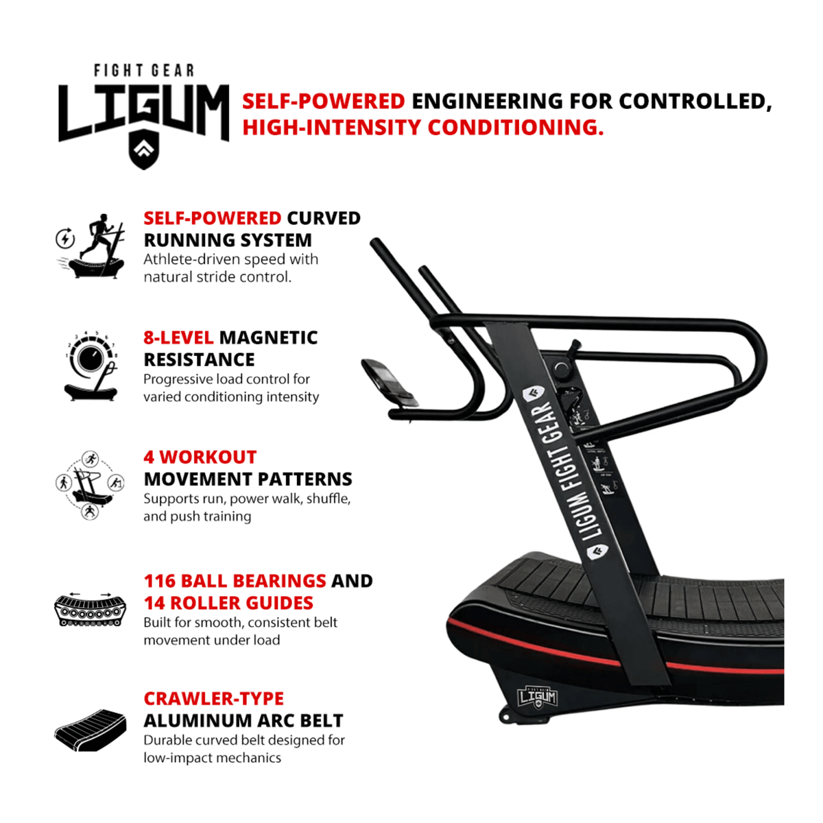 A-350 Curved Performance Treadmill - Sprint and Endurance Training - LFG