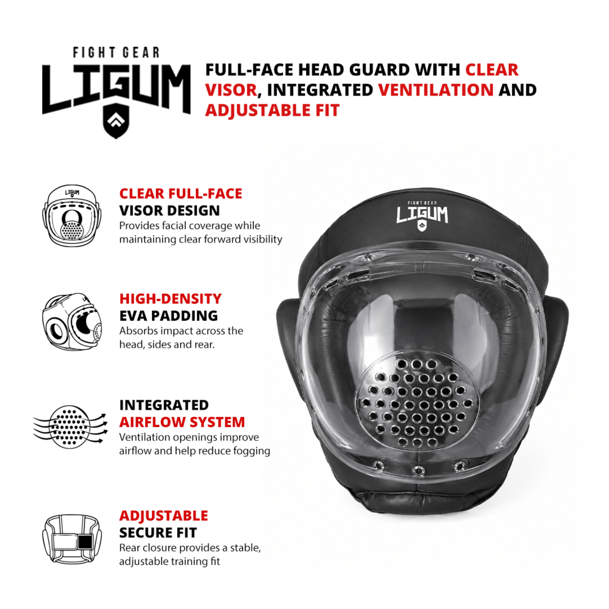 Head Protector -Technical MMA and CQ - Clear Full Face Shield & Protection