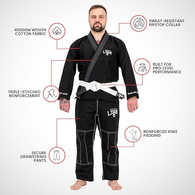 450GSM Black Jiu Jitsu Gi - Grappling - Competition Grade