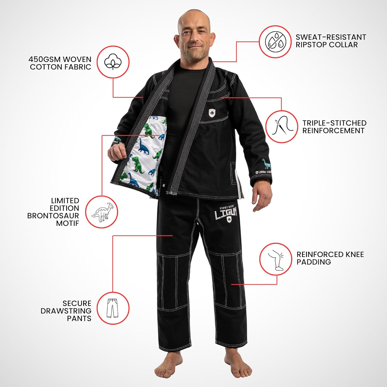 "The Brontosaur'' 450GSM Black Jiu Jitsu Gi - Limited Edition