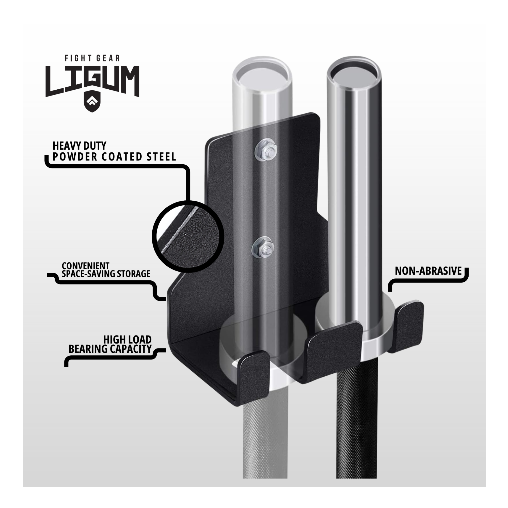Wall Mount Barbell Holder – Heavy-Duty Olympic Bar Storage Rack