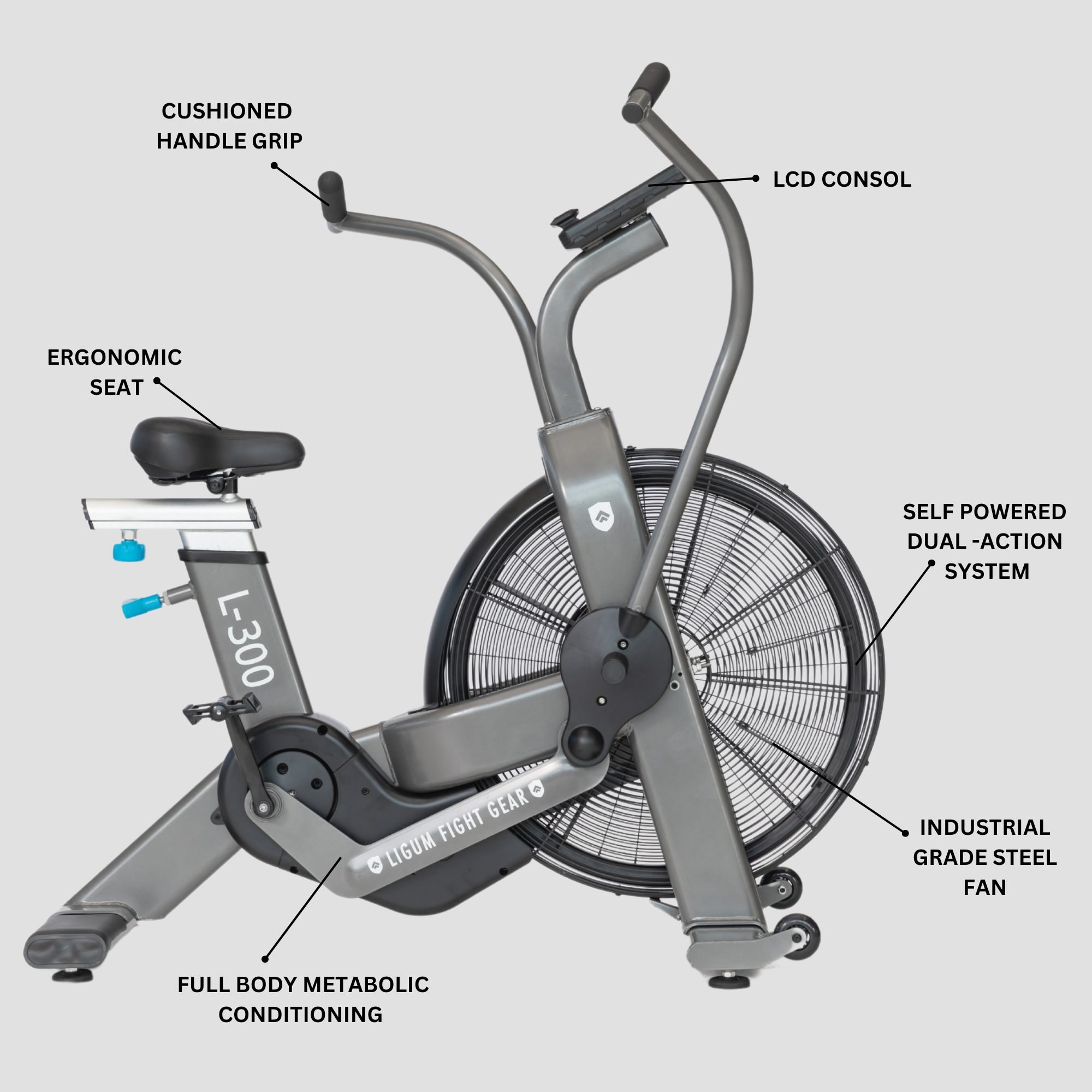 Spartan L-300 - Dual Chain System Air Bike - Commercial