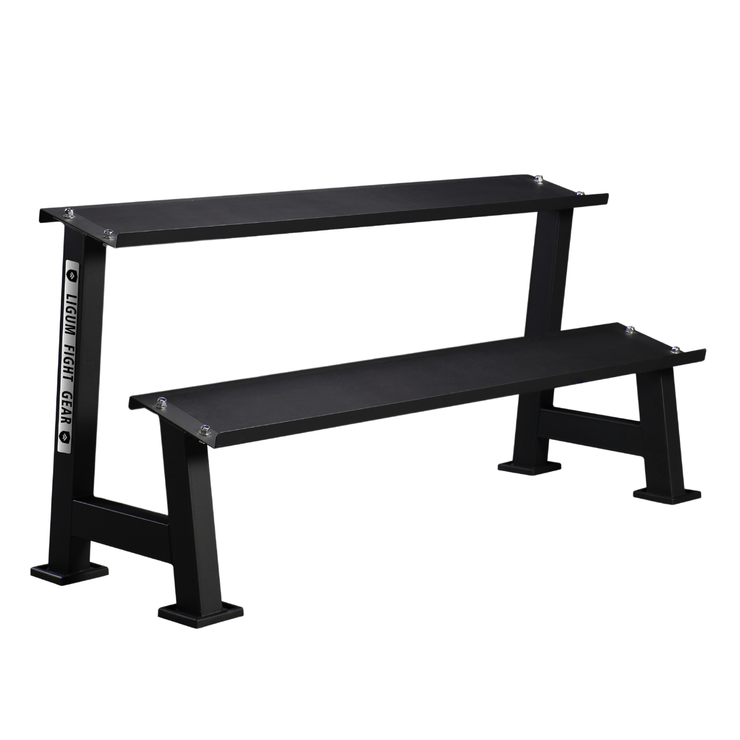 Commercial 2-Tier Kettlebell Dumbbell Rack – Steel Weight Storage Organizer