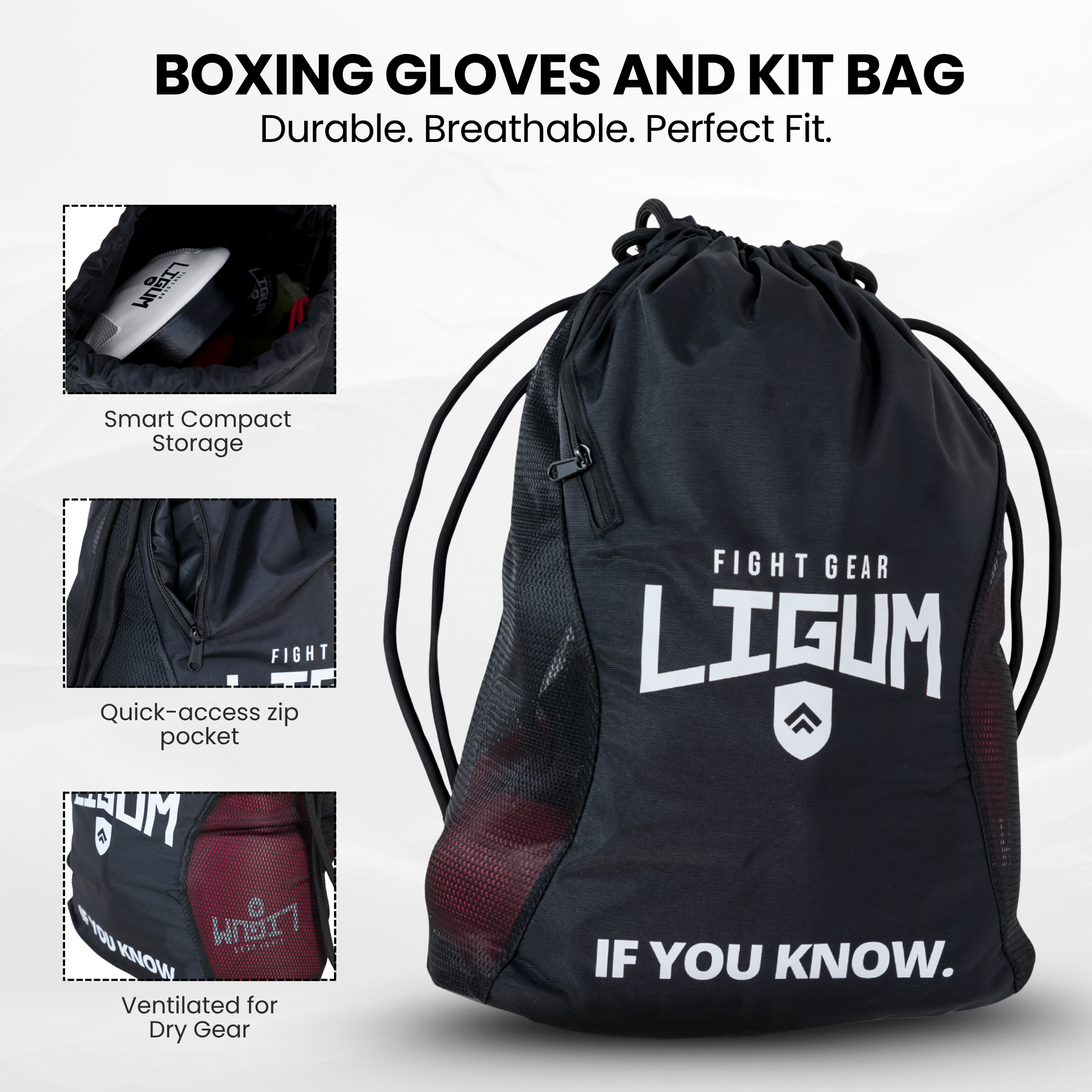 Boxing Glove Kit Bag – Durable, Breathable, Perfect Storage for Combat Gear