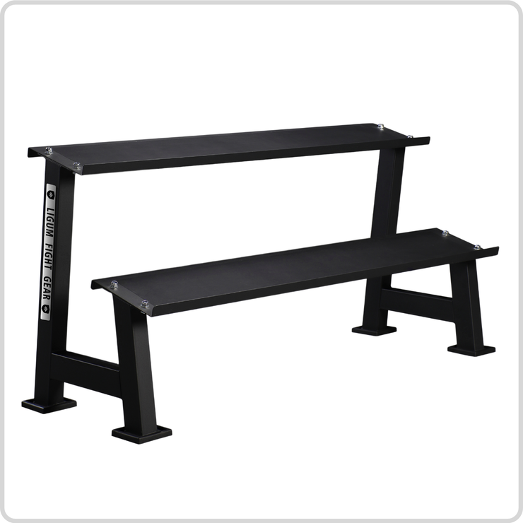 Commercial 2-Tier Kettlebell Dumbbell Rack – Steel Weight Storage Organizer