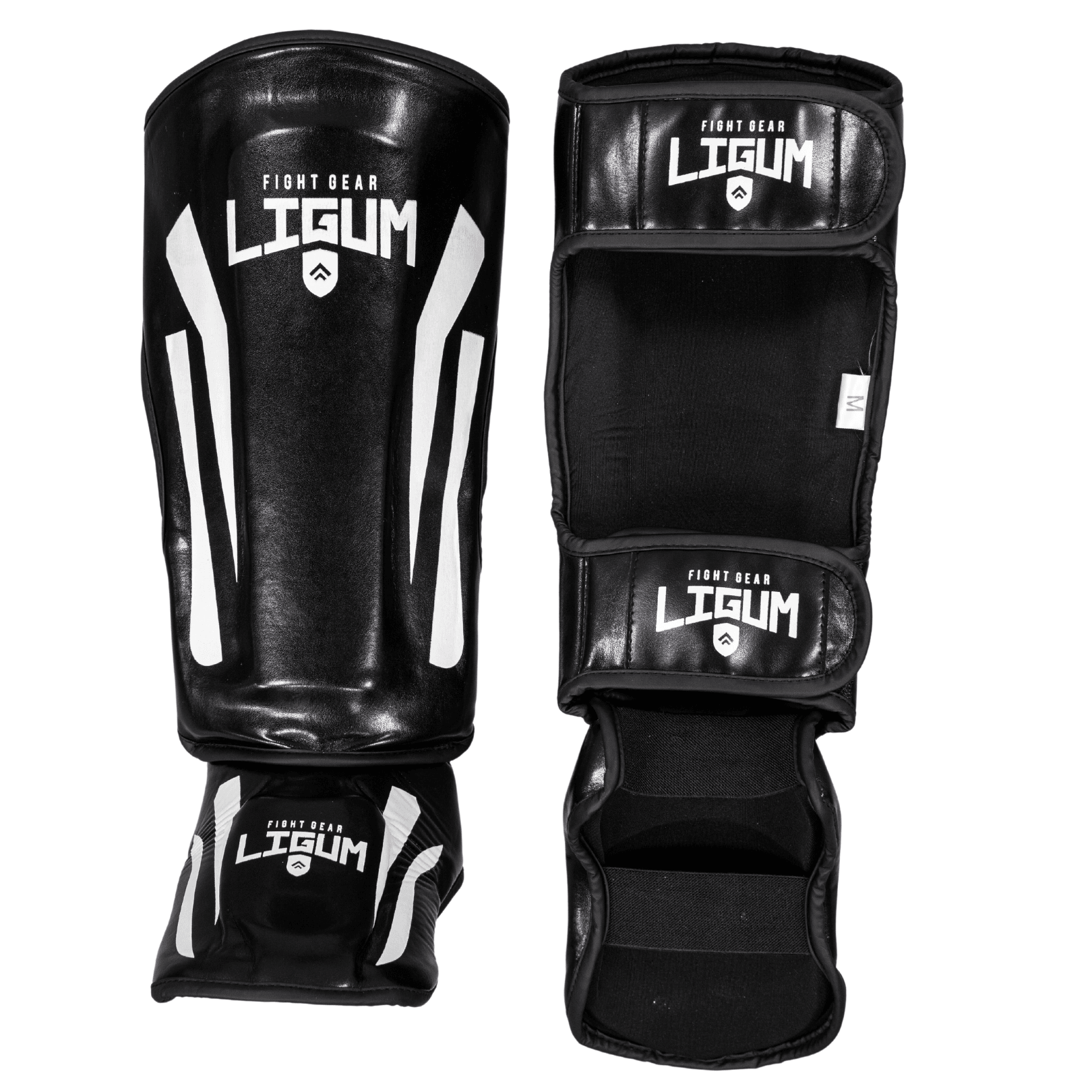 Black and White Muay Thai MMA Shin Pads - Ligum Fight Gear