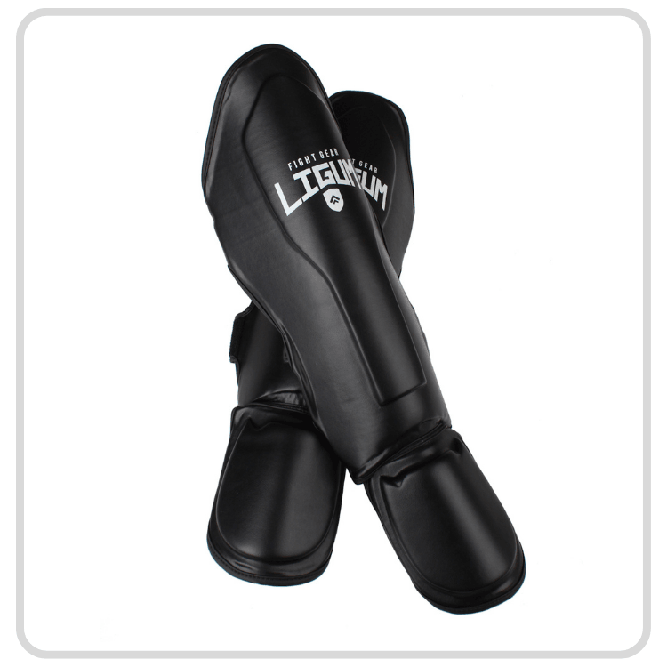 Black Muay Thai MMA Shin Pads - Ligum Fight Gear